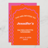 Invitation Chaud rose rétro Police Wavy Arch Week-end (Devant / Derrière)