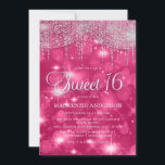 Invitation Chaud Rose String Lights Étincelle Douce 16<br><div class="desc">Élégante invitation à la fête de 16 ans Hot rose Sweet pour les filles avec des lampes à cordes d'argent et bokeh pétillant avec des lumières de fête de gloire.</div>