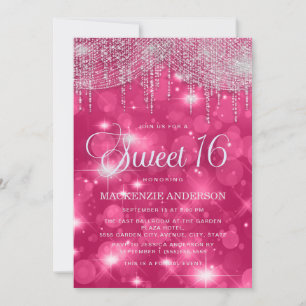 Invitation Chaud Rose String Lights Étincelle Douce 16