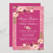 Invitation Chaud rose sucré 16 Anniversaire Parties scintilla (Devant / Derrière)