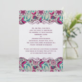 Invitation Chaud Rose Teal Paisley Post Mariage (Debout devant)
