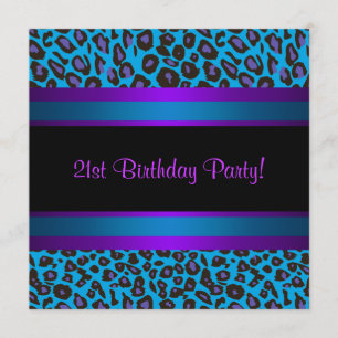 Invitation Chaud rose Turquoise bleu pourpre léopard 21e anni