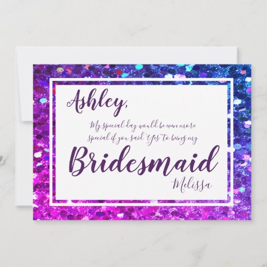 Invitation Chaud Rose / Violet Glam Vous Serez Ma Serveuse D' (Devant)