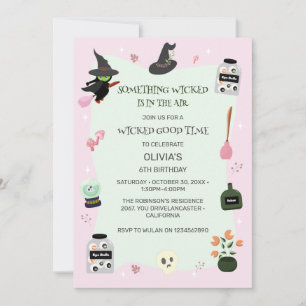Invitation Chaud vert sorcier Halloween anniversaire