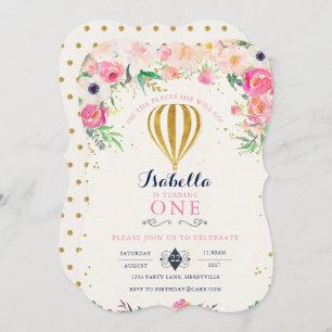 Invitation chaude d'anniversaire de ballon à air