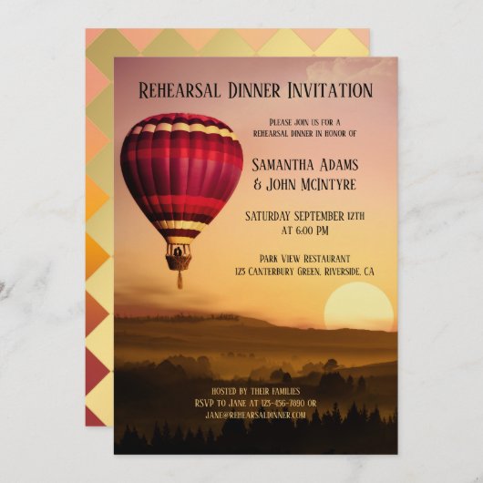 Invitation chaude de dîner de répétition de (Devant / Derrière)