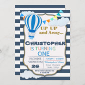 Invitation chaude de fête d'anniversaire de ballon (Devant / Derrière)