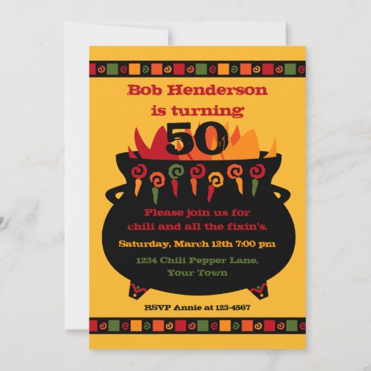 Invitation chaude et épicée d'anniversaire (Dos)