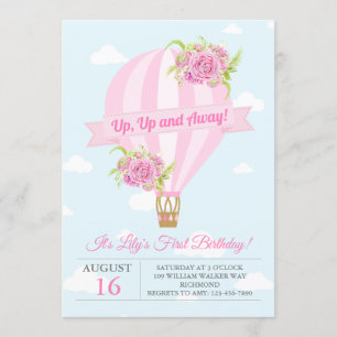 Invitation chaude florale rose d'anniversaire de