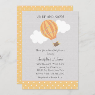 Invitation chaude jaune de baby shower de ballon à
