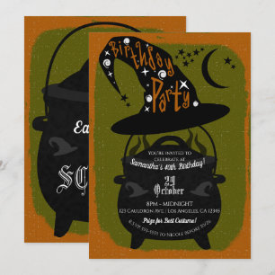 Invitation Chaudière de sorcière vintage Fête d'anniversaire