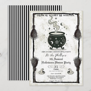 Invitation Chaudière de sorcières vintage pour soirée d'Hallo