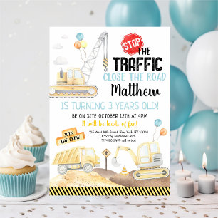 Invitation Chaudron de camion de construction Anniversaire