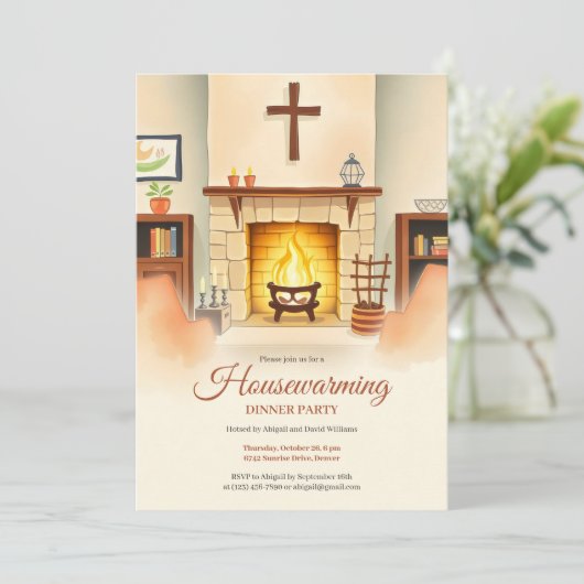 Invitation Chauffage Chauffage Chaleureux Foyer Dîner Foyer (Debout devant)