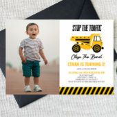 Invitation Chauffage de construction Camion Bulldozer fête d'