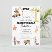 Invitation Chauffage de construction Camion Enfants Première (Debout devant)