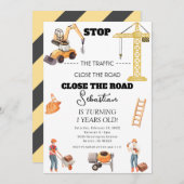 Invitation Chauffage de construction Camion Enfants Première (Devant / Derrière)