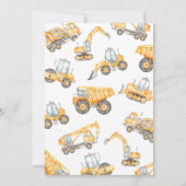 Invitation Chauffage de construction Truck Party Garçon Anniv (Dos)