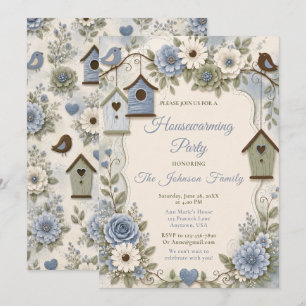 Invitation Chauffage de maison Bleu Poussiéreux et Sauge