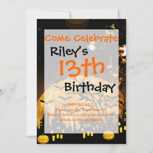 Invitation Chauffage de sorcière volante de chauves-souris lu (Devant)