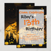 Invitation Chauffage de sorcière volante de chauves-souris lu (Devant / Derrière)