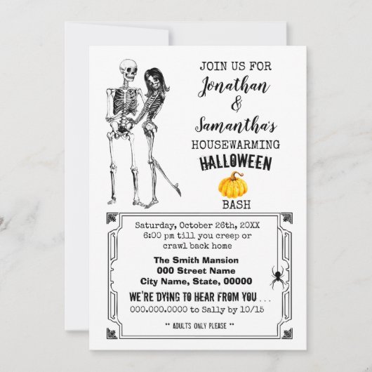 Invitation Chauffage ménager Halloween squelette de parti got (Devant)