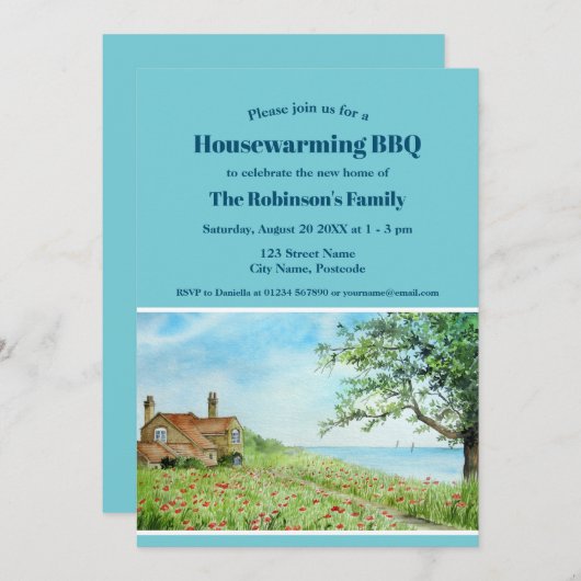 Invitation Chauffage ménager Nouveau Accueil Champ de pavot A (Devant / Derrière)