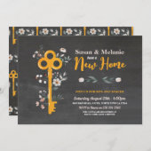 Invitation Chauffage ménager Nouvelle maison Clé Florales Cha (Devant / Derrière)