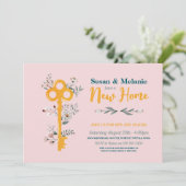 Invitation Chauffage ménager Nouvelle maison Florales clés ro (Debout devant)