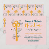 Invitation Chauffage ménager Nouvelle maison Florales clés ro (Devant / Derrière)