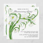 Invitation Chauffage vintage, Gerber Daisy Fleurs florales (Devant / Derrière)