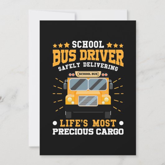 Invitation Chauffeur d'autobus scolaire livrant en toute sécu (Devant)