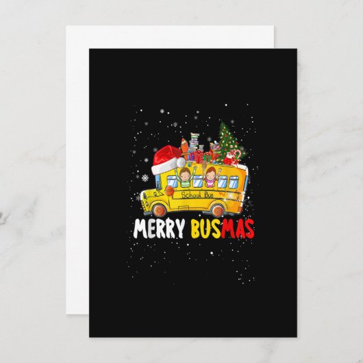 Invitation Chauffeur de bus scolaire Pyjamas de Noël Joyeux B (Devant / Derrière)