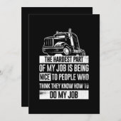 Invitation Chauffeur De Camion Drôle Le Plus Difficile De Mon (Devant / Derrière)