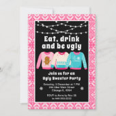 Invitation Chauffeurs de Noël moches Fête rose (Devant)