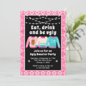 Invitation Chauffeurs de Noël moches Fête rose (Debout devant)