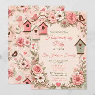 Invitation Chauffeuse Rose Pâle et Vert Sauge pour la Crémoni