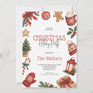 Invitation Chaussettes de Noël à l'aquarelle Fête de Noël