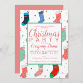 Invitation Chaussettes de Noël modernes illustration Script m (Devant / Derrière)