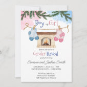 Invitation Chaussettes pour bébé hiver Noël genre révéler (Devant)