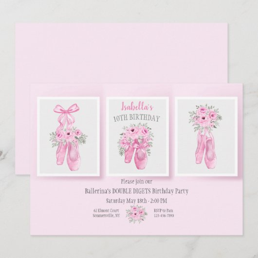 Invitation Chaussons de ballet (Devant / Derrière)