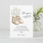 Invitation Chaussons de bébé floraux Tirage au sort couche Bé (Debout devant)