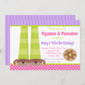 Invitation Chaussons de chien Pyjamas & Pancakes Fête d'anniv (Devant / Derrière)