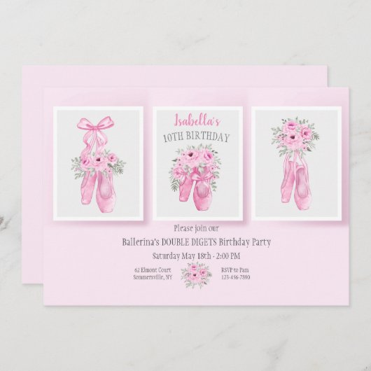 Invitation Chaussons de danse (Devant / Derrière)