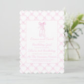 Invitation Chaussons Preppy rose Ballerina Premier anniversai (Debout devant)