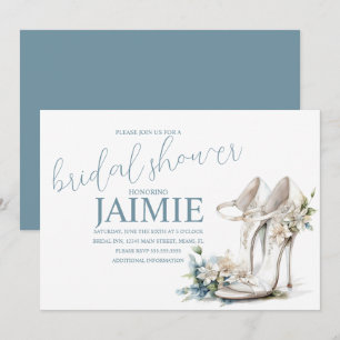 Invitation Chaussure à talon aquarelle florale mariage en ble
