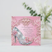 Invitation Chaussure à talon élevé Quinceañera rose (Debout devant)