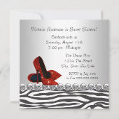 Invitation Chaussure à talon élevé Rouge Zèbre fête d'anniver (Dos)