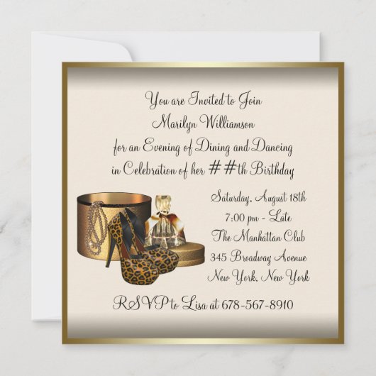 Invitation Chaussure à talon élevé Womans Crème Or Anniversai (Dos)