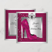 Invitation Chaussure à talon haut argent rose profond pour fê (Devant / Derrière)